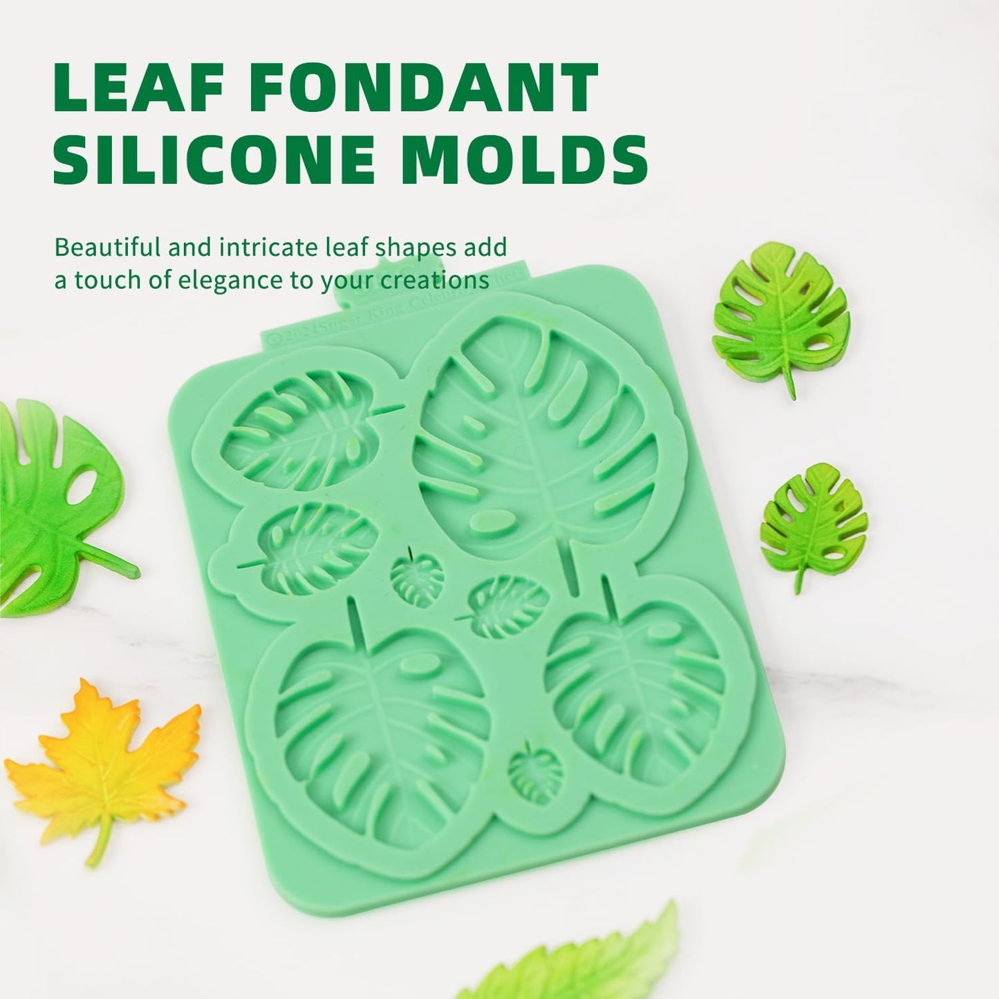KALAIEN Leaf Molds Silicone,Leaves Chocolate Mold Leaf Fondant Molds Silicone for Clay Crafts Air Dry,3D Candy Gumpaste Moulds Set of 3