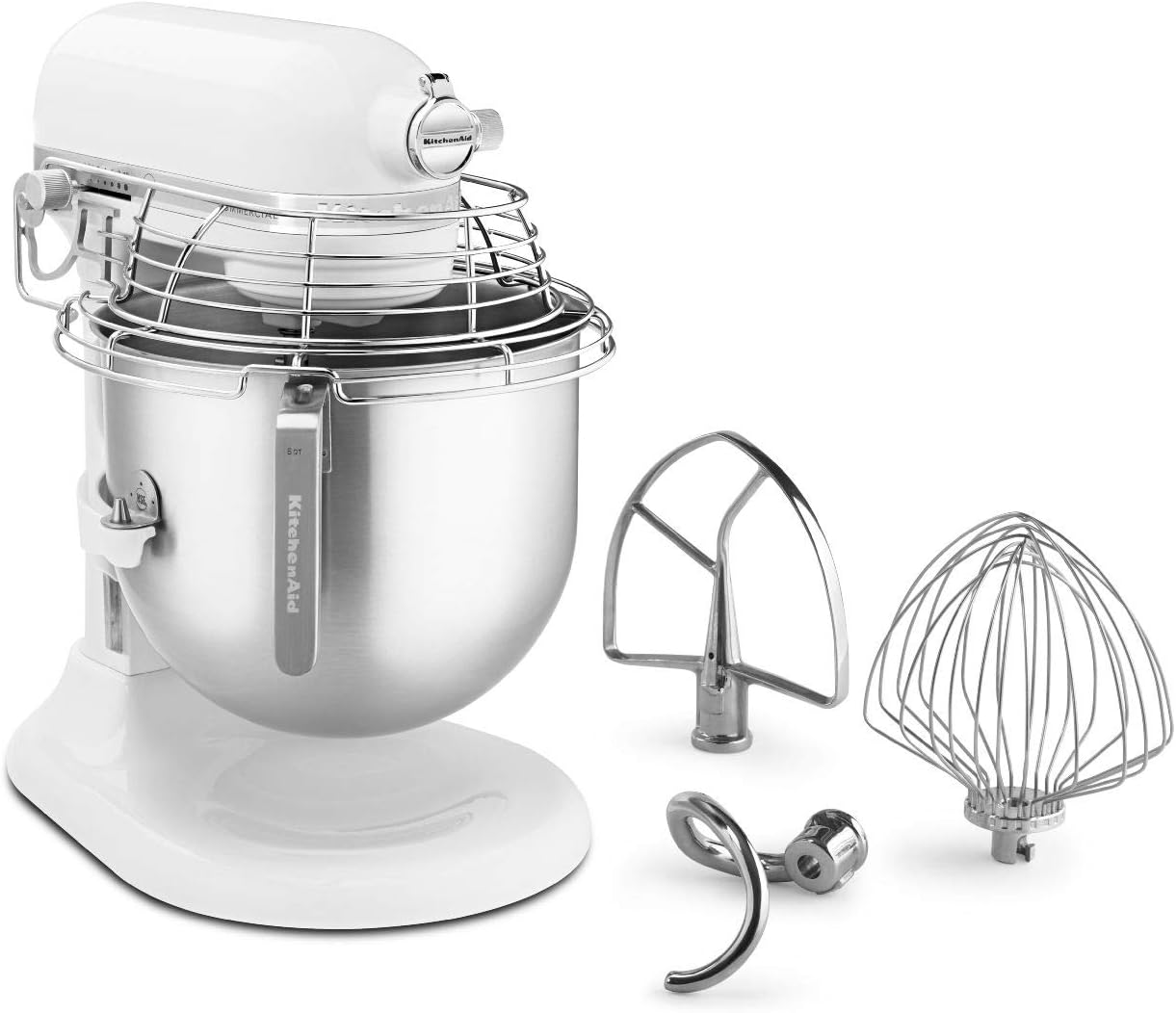 KitchenAid KSMC895WH 8-Quart Commercial Countertop Mixer with Bowl-Guard, 10-Speed, Gear-Driven, White