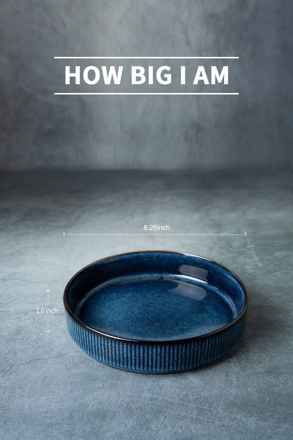 famiware Star 8.25" Pasta Bowls, Large Dinner Bowls Set of 4, Salad Bowl Plates, Shallow Bowls for Eating, Nebulas Blue