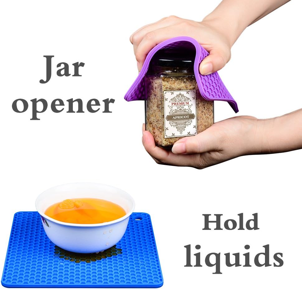 CAKETIME Silicone Trivet Mats - Hot Pads Spoon Rest, Multipurpose Trivet for Hot Dishers Heat Resistant Food Grade Silicone Set of 4