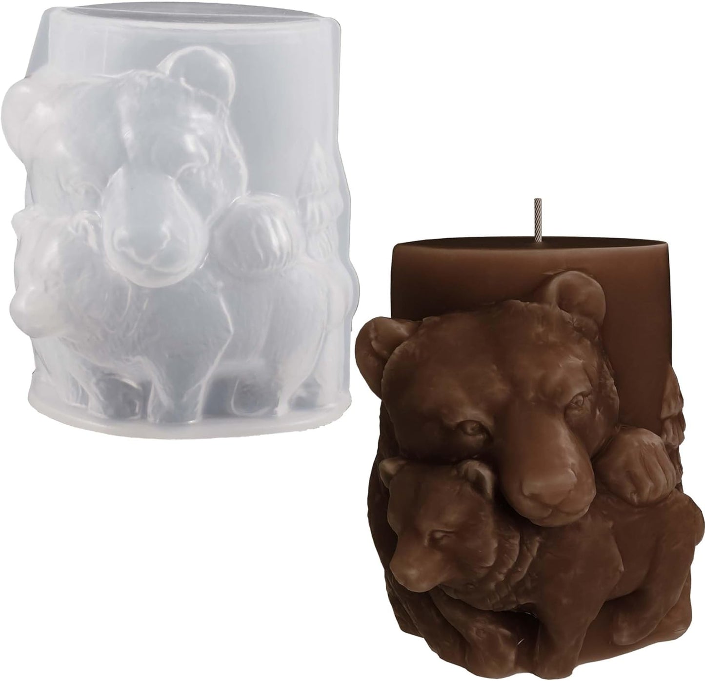 Bear Cylinder Animal Candle & Clay Jewelry Resin Casting Molds - 3D Silicone Mold for Craft Supplies