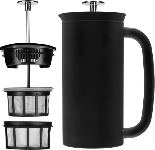 ESPRO P7 French Press Coffee Maker - Double-Walled Stainless Steel Insulated with Micro-Filter, 18 Ounces, Matte Black