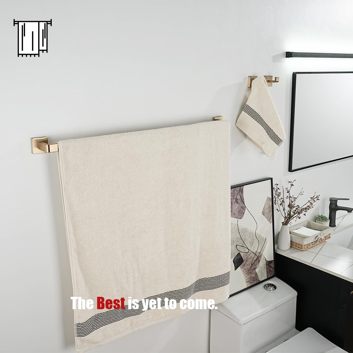 JQK Champagne Bronze Bath Towel Bar, 27 Inch 304 Stainless Steel Thicken 0.8mm Towel Rack Bathroom, Towel Holder Wall Mount, Total Length 29.41 Inch, TB250L27-CB