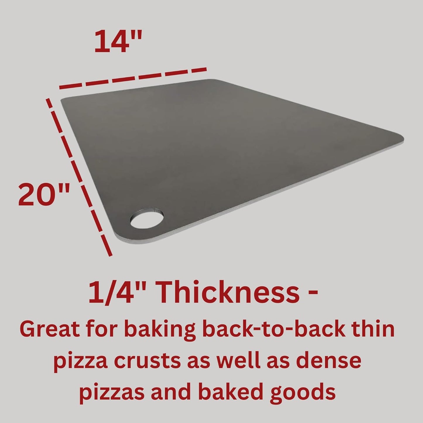 14" by 20" Pizza Steel (3/16" Standard Thickness) - Multipurpose Cooking Steel for Ovens & Grills - Made in the USA