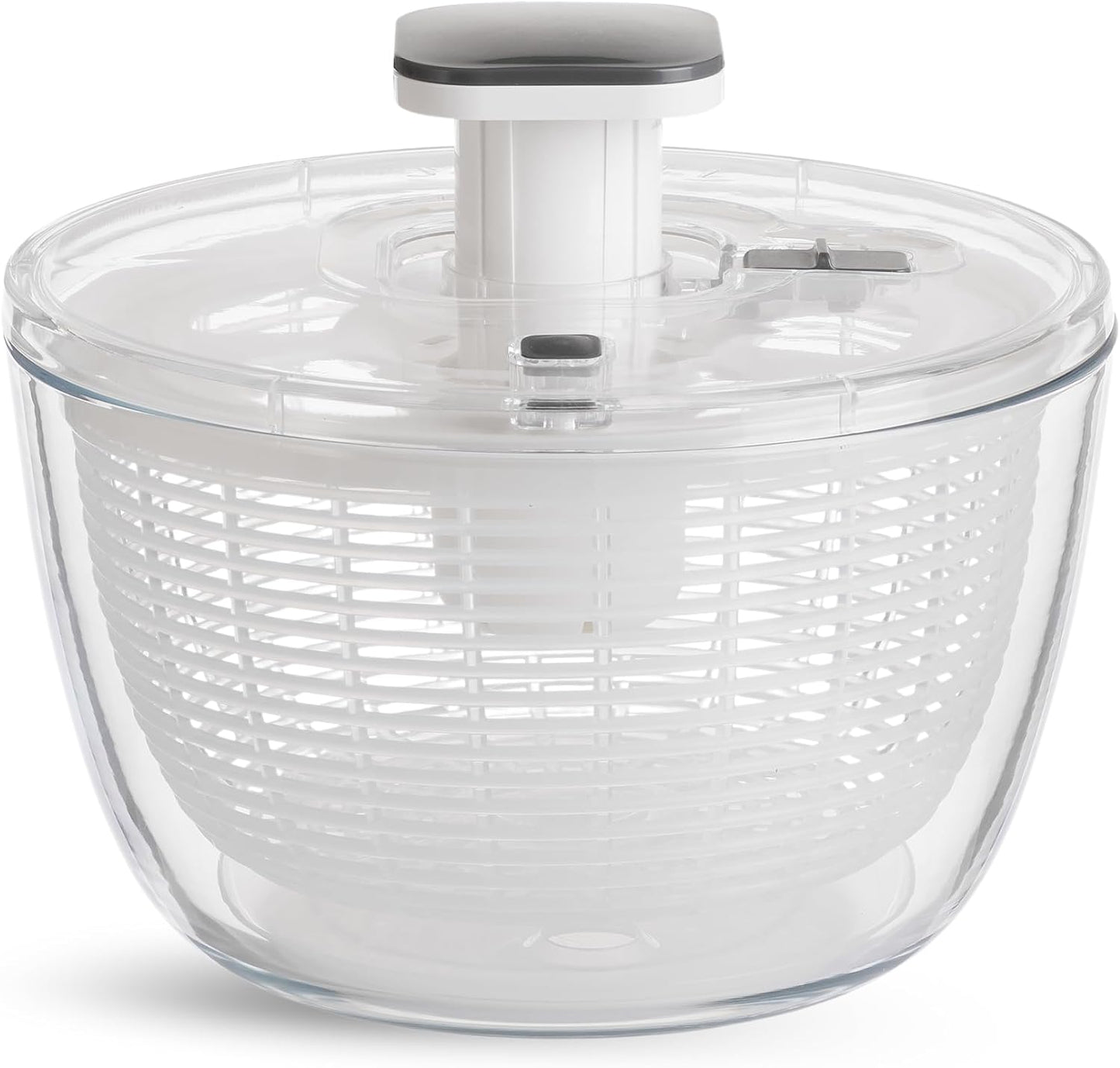 Glass Salad Spinner 6.3QT with Storage Lid | One Handed Press Lettuce Spinner | Salad Spinner for Washing, Spinning, and Draining Greens, Fruits, and Vegetables