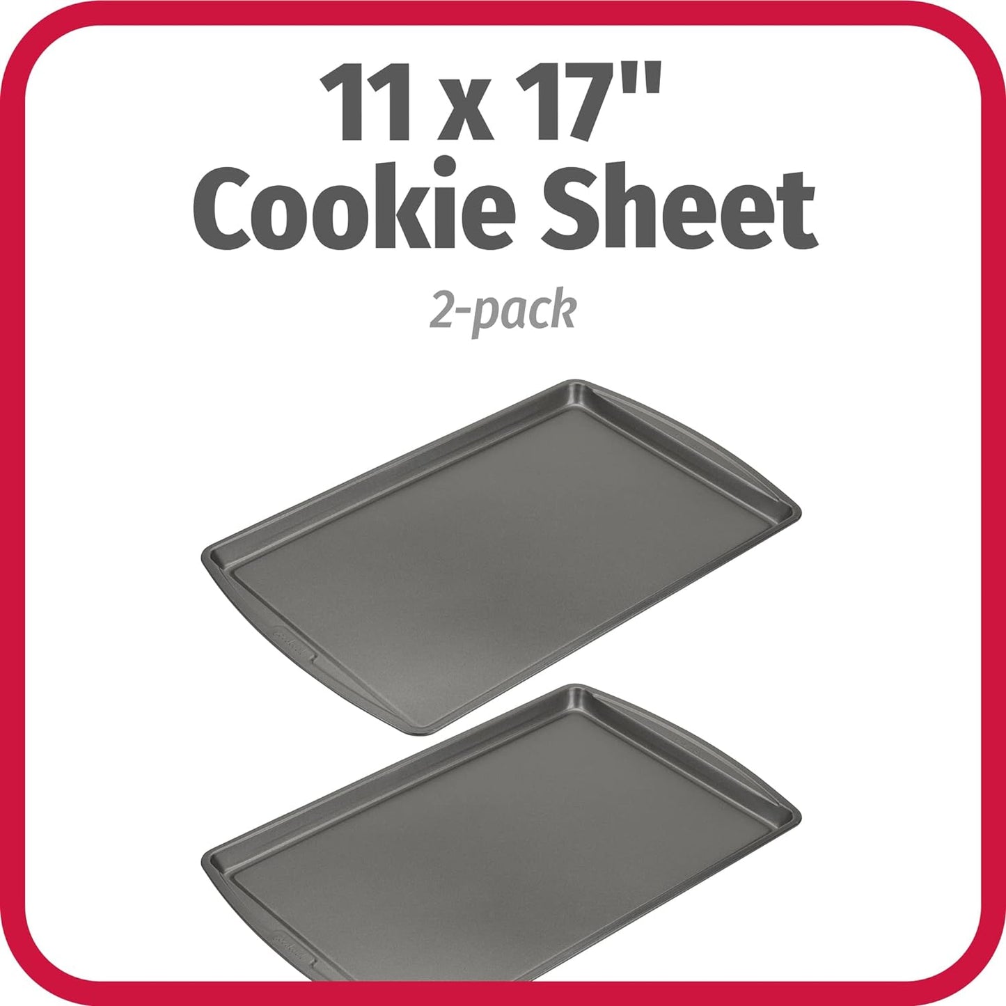 GoodCook AirPerfect Non-Stick 17” X 11" Cookie Sheet Set , Homemade, Frozen & Leftover Slices, Set of 2
