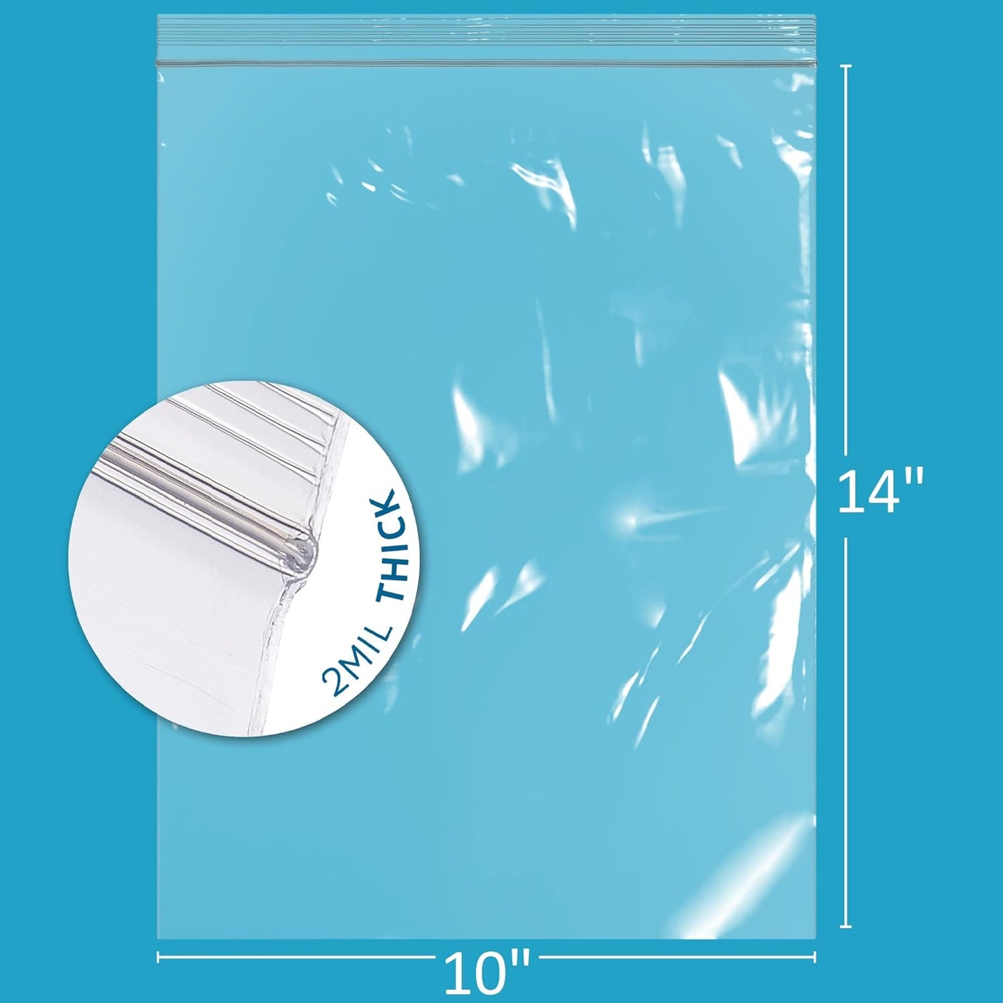 GPI - 10" x 14", Case of 1000, Clear Plastic Reclosable Zip Bags, 2 Mil Thick, Zip Poly Bags with Resealable Lock Seal Zipper For Food, Apparel, Shirts, Household, School & Office Supplies