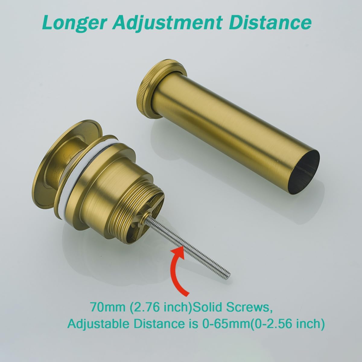 Bathroom Sink Drain With Overflow and Without Overflow Vessel Sink Lavatory Vanity Dual Use Pop Up Drain Stopper,All Metal Rustproof Brass and 304 Stainless Steel,Champagne Bronze