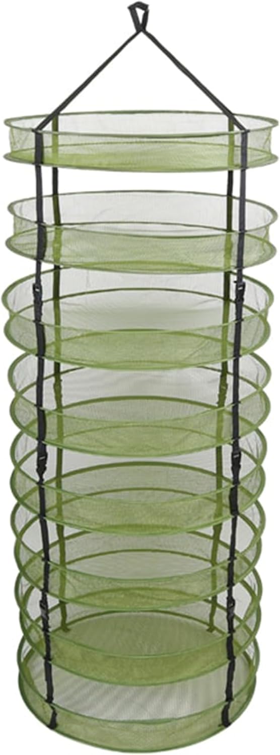 Grow1 2ft Drying Rack with Clip-On Levels Collapsible Mesh Herb and Flower Hanging Dryer with Removable Layers and Carrying Case