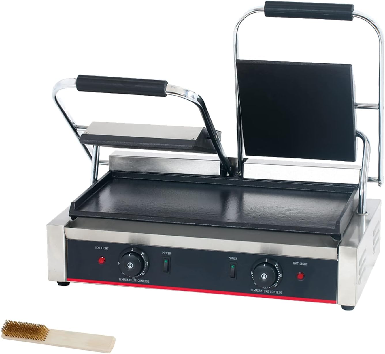 Commercial Panini Press With Grooved Grill Sandwich Maker Machine Electric Contact Grill Single (Double Smooth Top&Bottom)