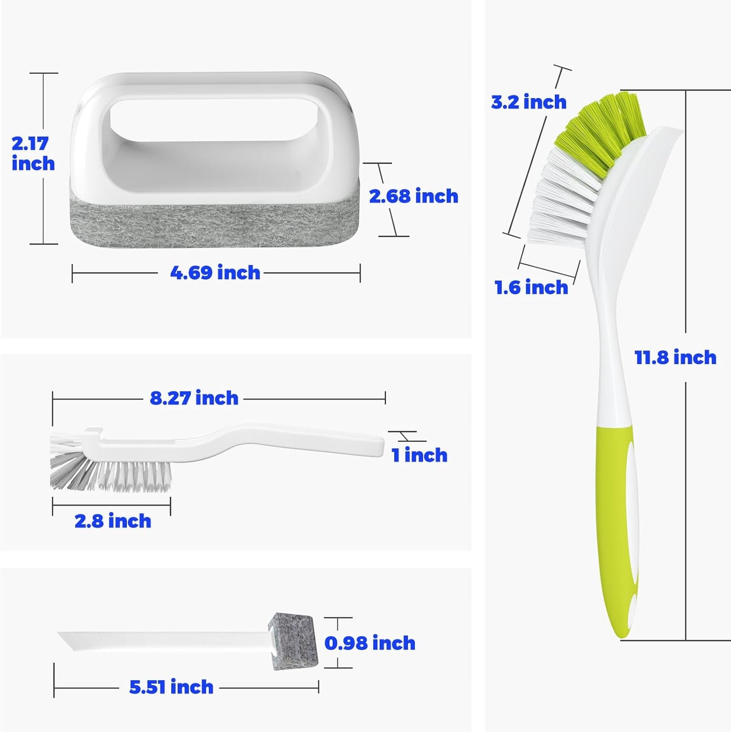 Holikme Cleaning Brush Set, Scouring Pad for Cleaning, Groove Gap Brushes for Pot, Pan, Kitchen Sink, Wire Brushes (Amarillo)