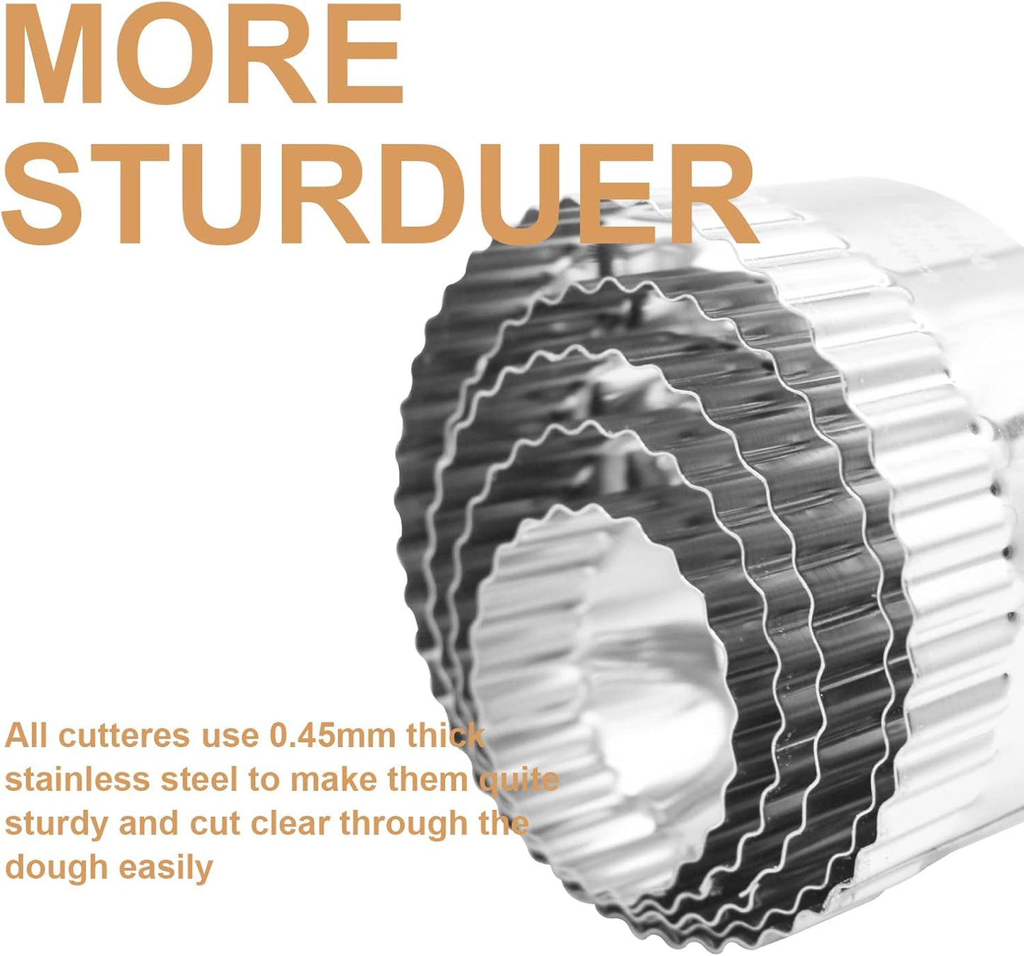 iNeibo Fluted Edge Biscuit Cutter Set - Round Circle Scone, Pastry, and Dough Cutters for Baking, Dumpling Skin, and Fondant