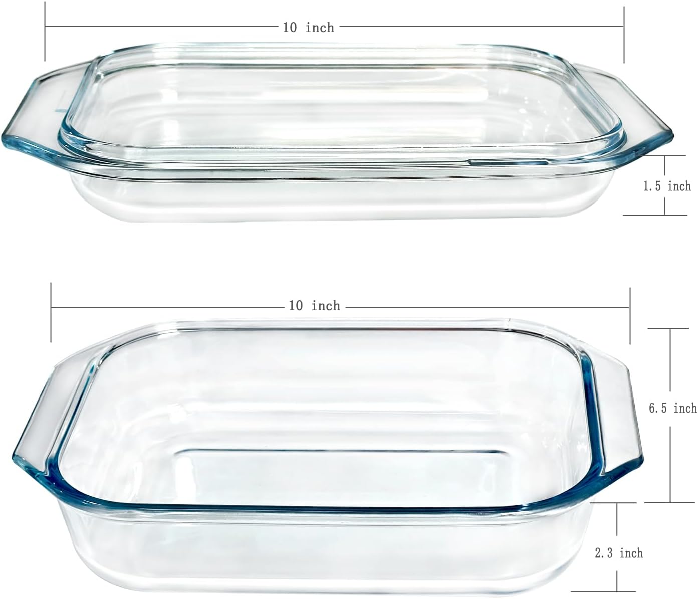 Small 1.4-QT Tempered Glass Casserole Dish with Lid, Rectangular Clear Glass Casserole Bakeware with Glass Lid