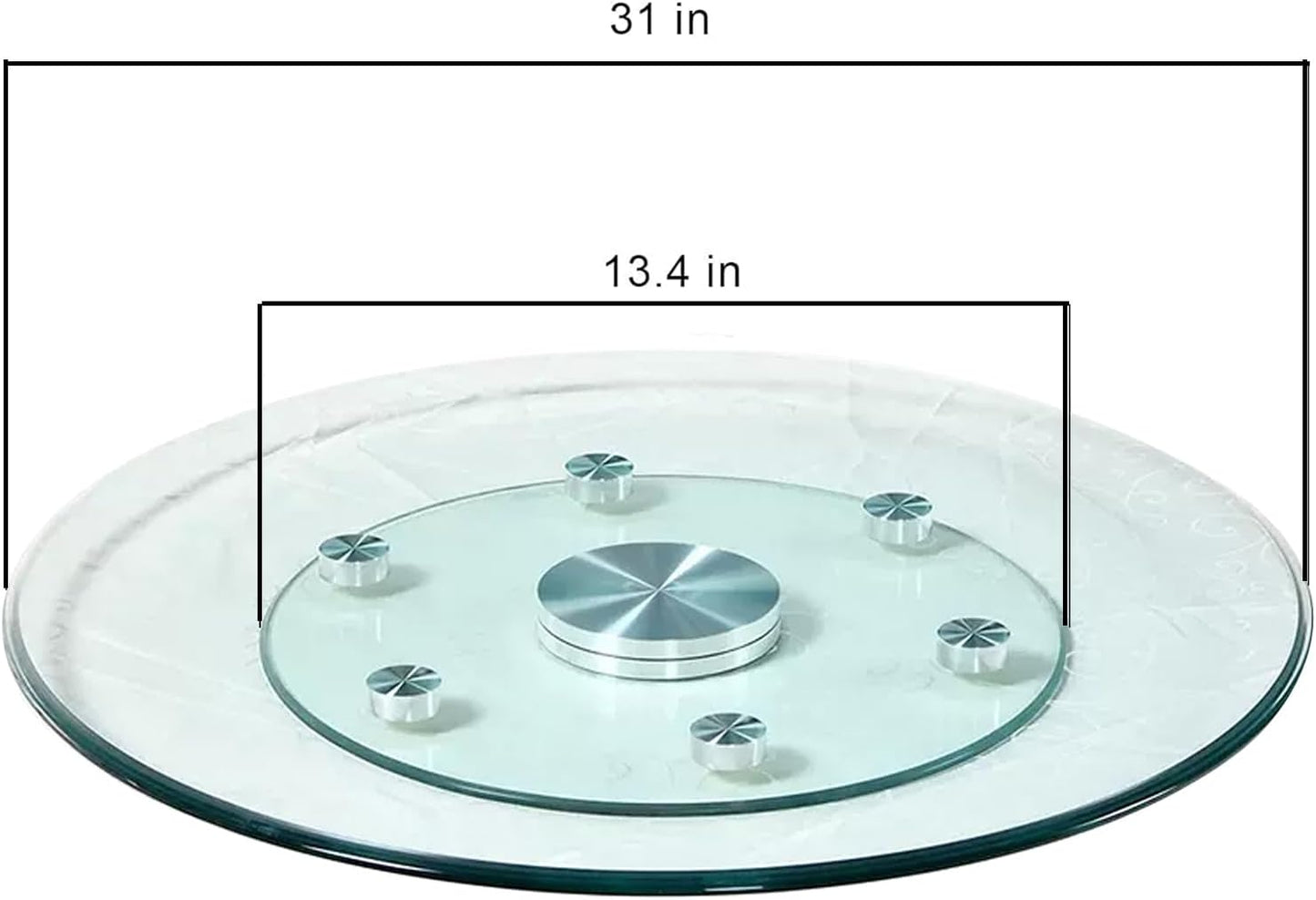 Glass Lazy Susan,31.3" Glass Lazy Susan for Dining Table Turntable Centerpiece with Swivel Assist System & Smooth Spin Round Tabletop Rotating Tray (31.3 in)
