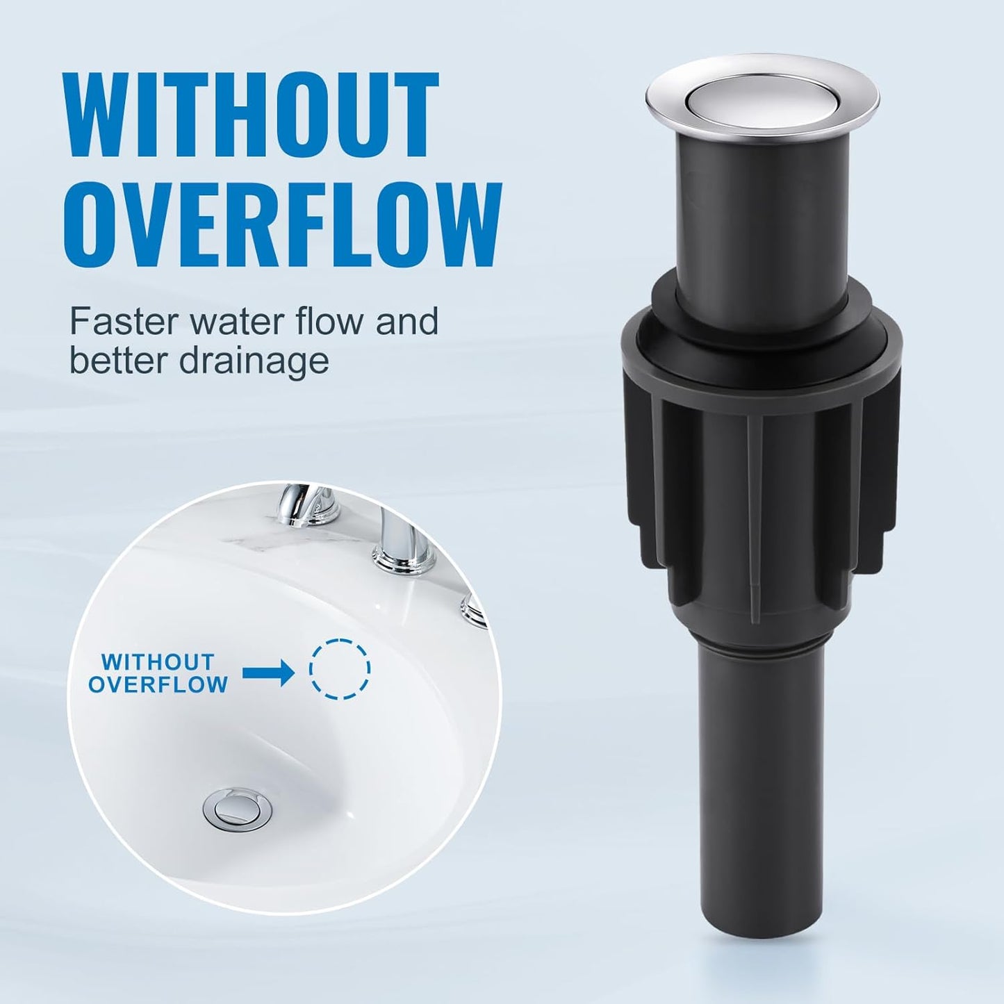 ALEASHA Pop Up Sink Drain Without Overflow, Bathroom Sink Drain Vessel Sink Stopper Pop Up Sink Drain Stopper, Pop Up Drain for Bathroom Sink Drain Strainer for Hair Catcher,Chrome