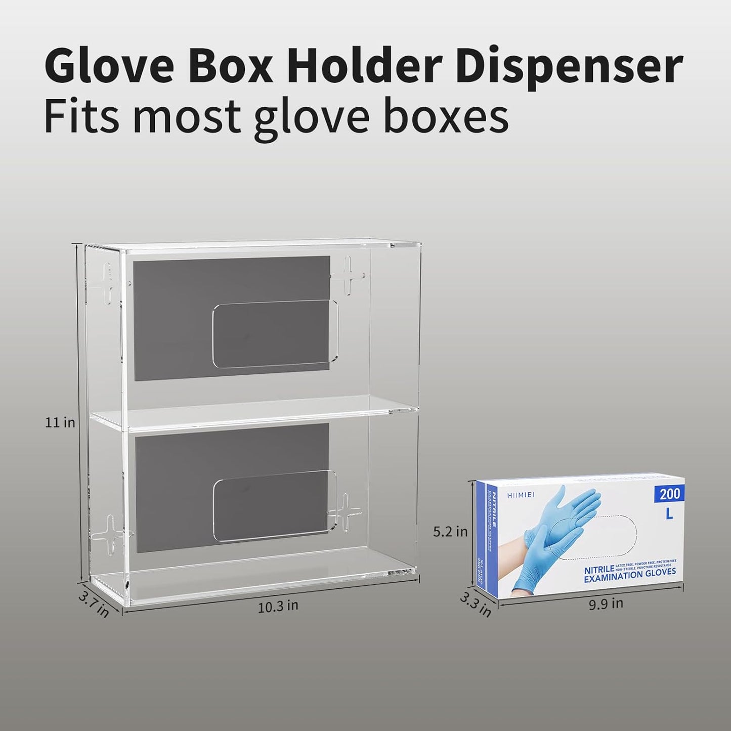 HIIMIEI Glove Holder for Wall Mount: Magnetic Gloves Box Holder, Acrylic Disposable Rubber Latex Glove Dispenser