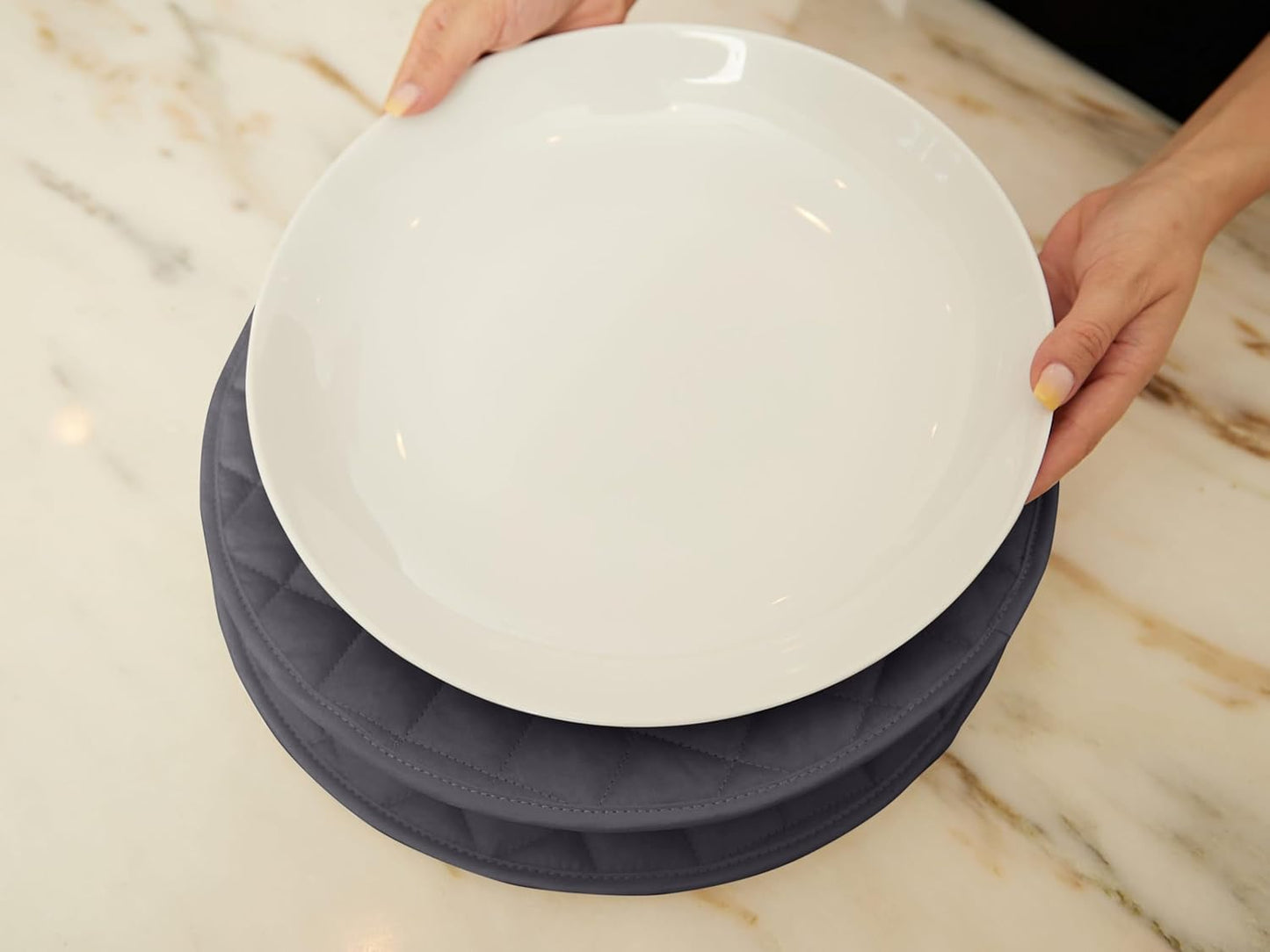 Covermates Keepsakes - Quilted Divider Set - Set of 4 - Scratch & Breakage Protection - Stain Resistant - Machine Washable - China Storage, Slate