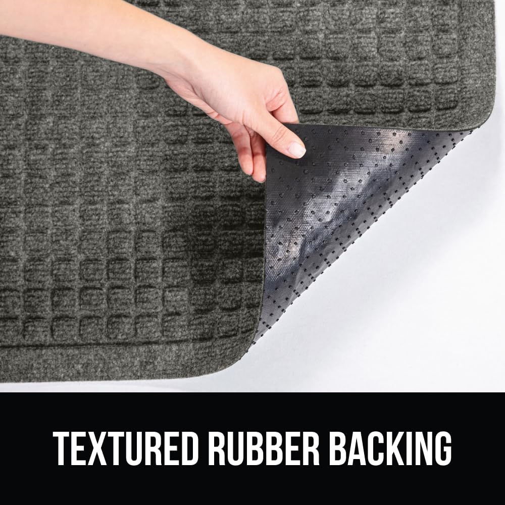 GORILLA GRIP Front Door Mat, 72x24, Indoor Outdoor Ultra Absorbent HydroAbsorb Doormat, Absorbs Up to 2.75 Cups of Water, Stain and Fade Resistant, Rubber Backing Doormats, Captures Dirt, Gray