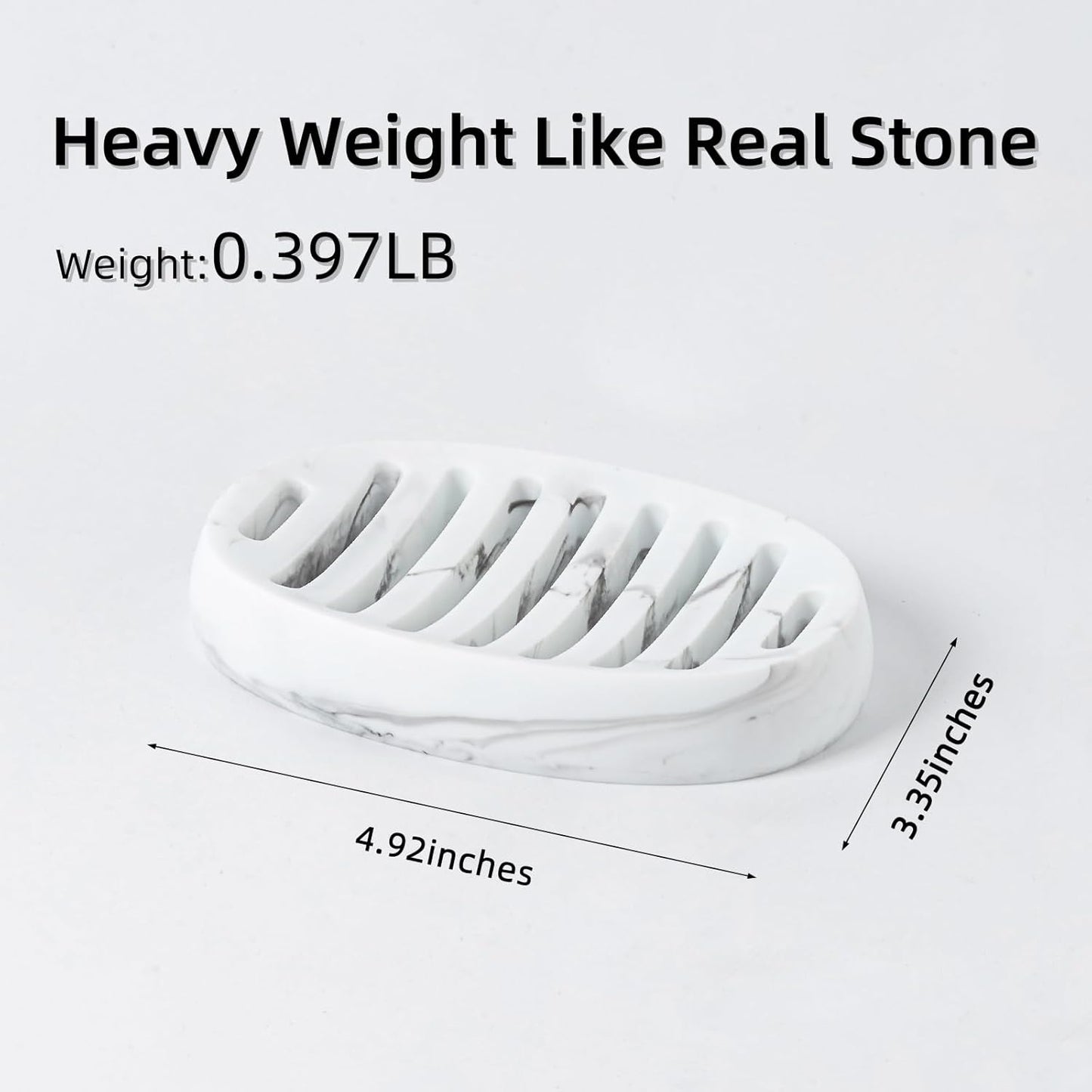 Soap Dish, Self Draining Bar Soap Holders, Oval Soap Saver Spone Holder Tray for Shower Bathroom Sink Countertop Kitchen Bathtub (White)