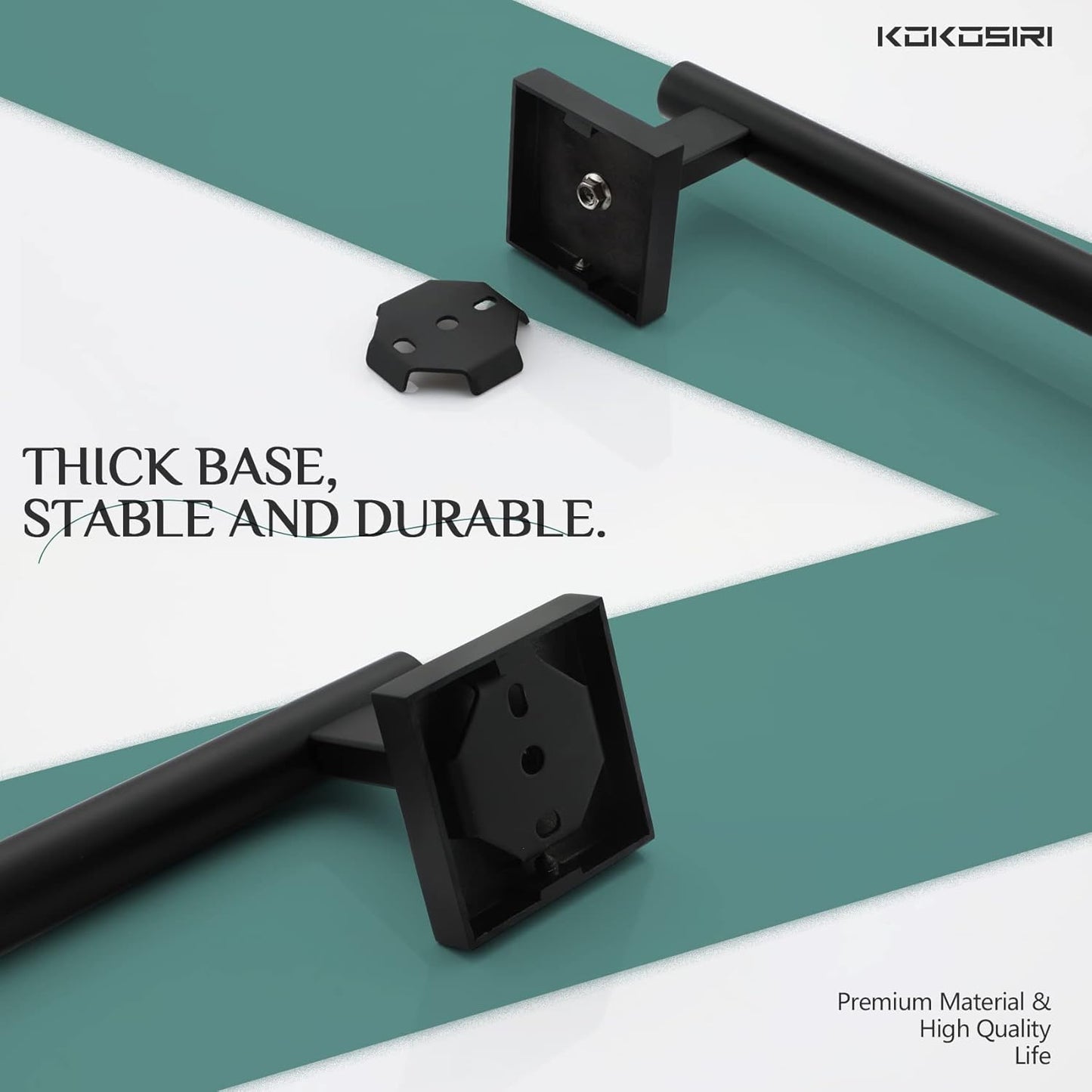 KOKOSIRI Towel Rails Bathroom Towel Bars Matte Black 24 Inch Bath Towel Holder for Cabinet Kitchen Wall, 2 Pack Stainless Steel B4005BK-L24-P2