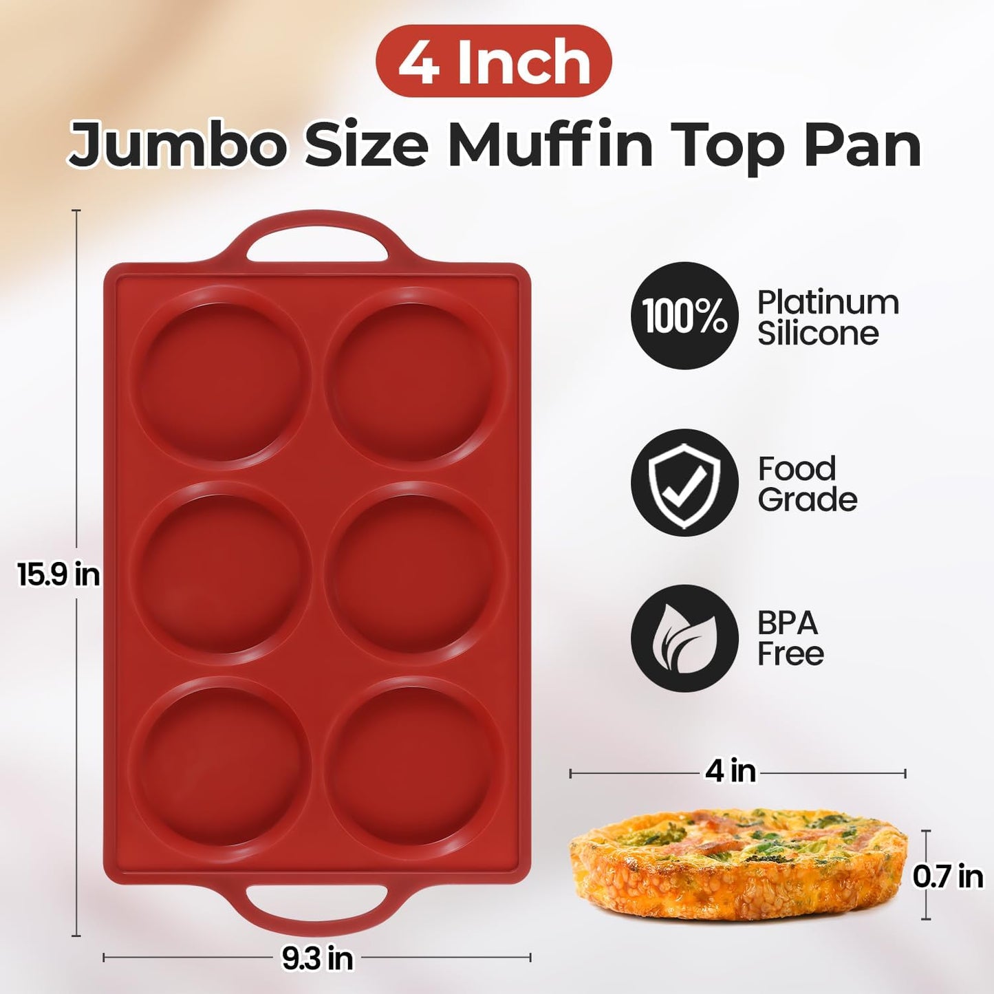CAKETIME Muffin Top Pan Non Stick,4 Inch Metal Frame Round Egg Baking Pan for Oven English Muffins, Whoopie Pies, Corn Bread, Egg Bites, Breakfast Sandwiches Tarts Brown