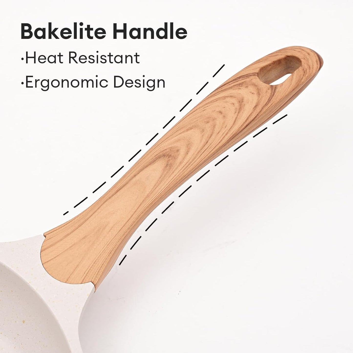 JEETEE 9.5 Inch Nonstick Frying Pan, Stone Coating Cookware, Nonstick Omelette Pan with Heat-Resistant Handle, Induction Skillet for Eggs(Beige)