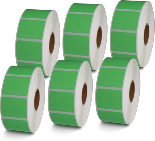 BETCKEY - 1.25" x 1" UPC Barcode & Address Labels Compatible with Zebra & Rollo Label Printer,Premium Adhesive & Perforated[Green, 6 Rolls, 8280 Labels]