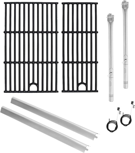 Grill Parts for Charbroil Performance 2-Burner 463630021 463660421 463655621 463630422 463654022, 17 inch Cooking Grate, Burner and Heat Plate Parts for Charbroil Grill Replacement Parts