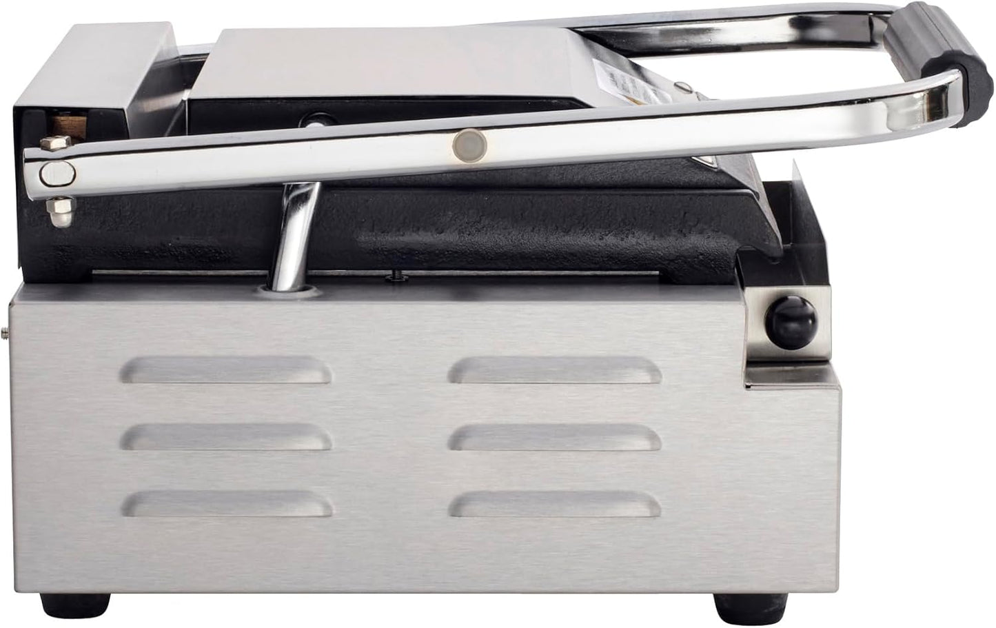 Kratos Commercial Electric Panini Sandwich Grill with Grooved Top and Smooth Bottom Plates, 9" x 9" Cooking Surface, Commercial Countertop Panini Press, 120V, 1750W (29Y-019)