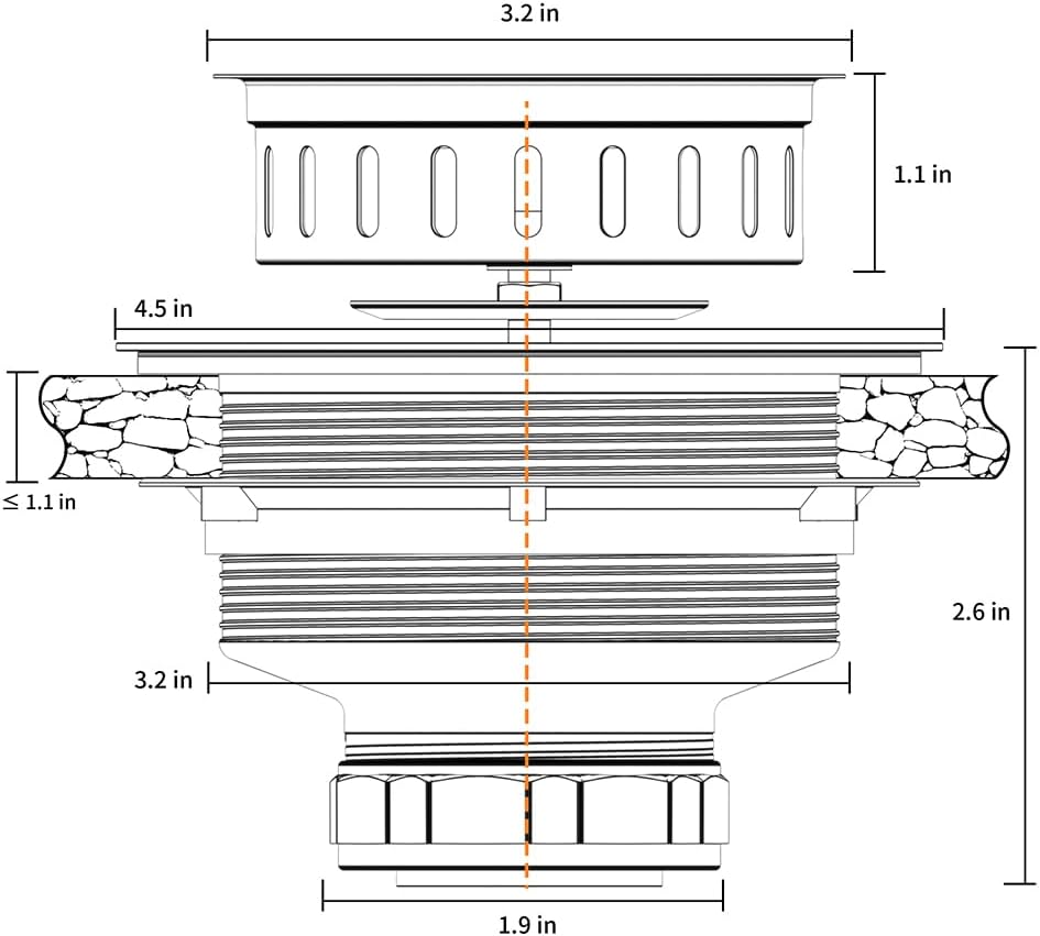 KONE Kitchen Sink Drain Sink Strainer 3-1/2 Inch Drain Assembly Kit Replacement for Universal 3.5 Inch Kitchen Sink, All Stainless Steel Body with Strainer Basket and Drain Stopper (9171，Stainless)