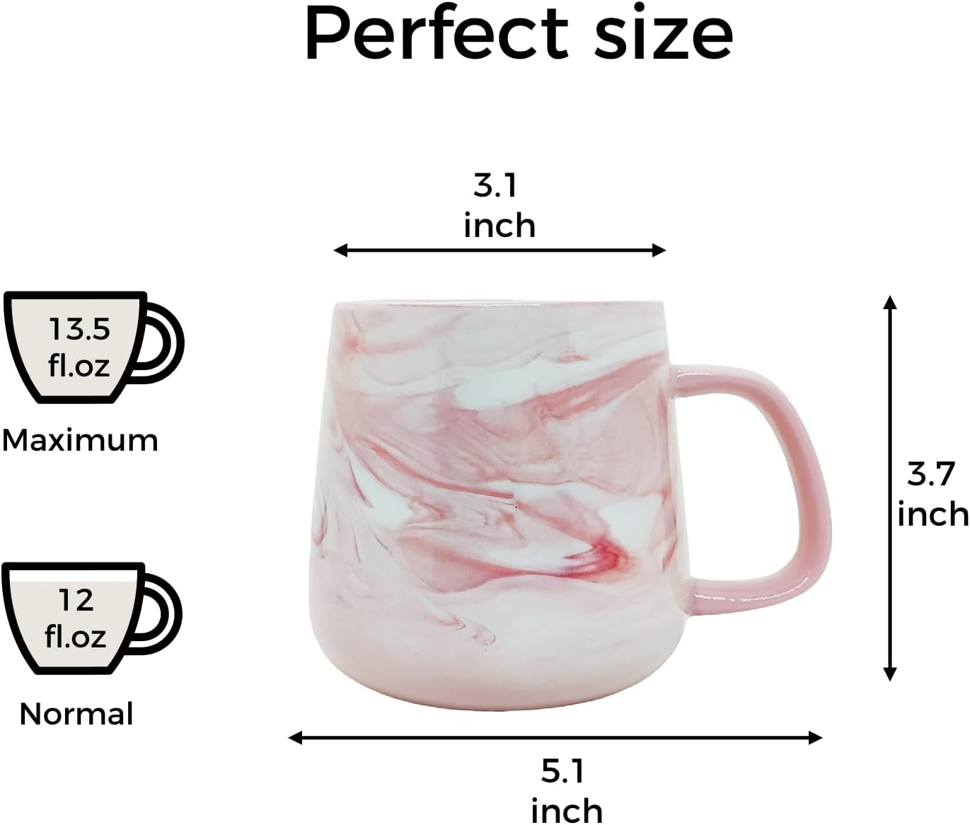 Ceramic Coffee Mug, Pink Marble Pattern Coffee Cups 12 Oz, Aesthetic Stoneware Cups, Coffee Mugs For Women, Dishwasher Safe, Microwave Safe