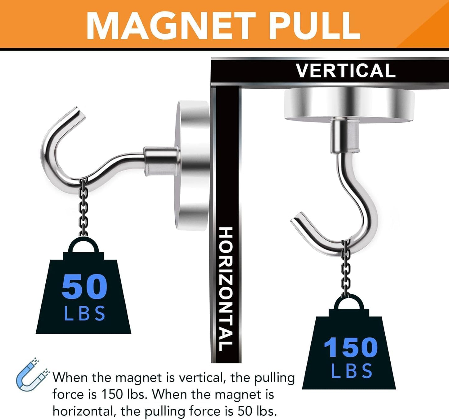 DIYMAG Outdoor Hooks for Hanging String Lights, Magnetic Hooks Strong 150lbs+ Hanging Party Light Wall Cable 2025 Cruise Cabin Ship Essentials Heavy Duty Strong Magnets for Outside Grill 16PCS