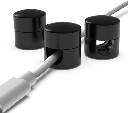 Cable Anchors for Desk Organization Black | Premium Aluminum Cord Organizers | Charger + Cable Management Clips for Home & Office | Stylish, Sturdy, & Functional | (3 Pack)
