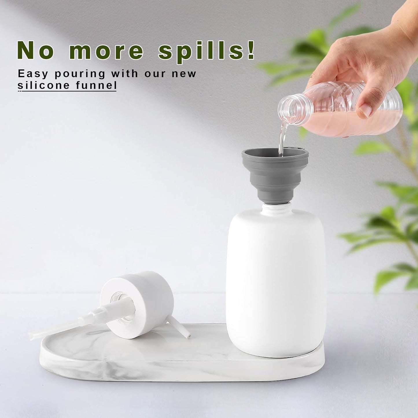 Ceramic Hand Soap Dispenser for Bathroom,16OZ Matte Dish Soap Dispenser for Kitchen Sink,Refillable Liquid Lotion Dispenser with Easy-to-Press Pump Rubber Paint (White)
