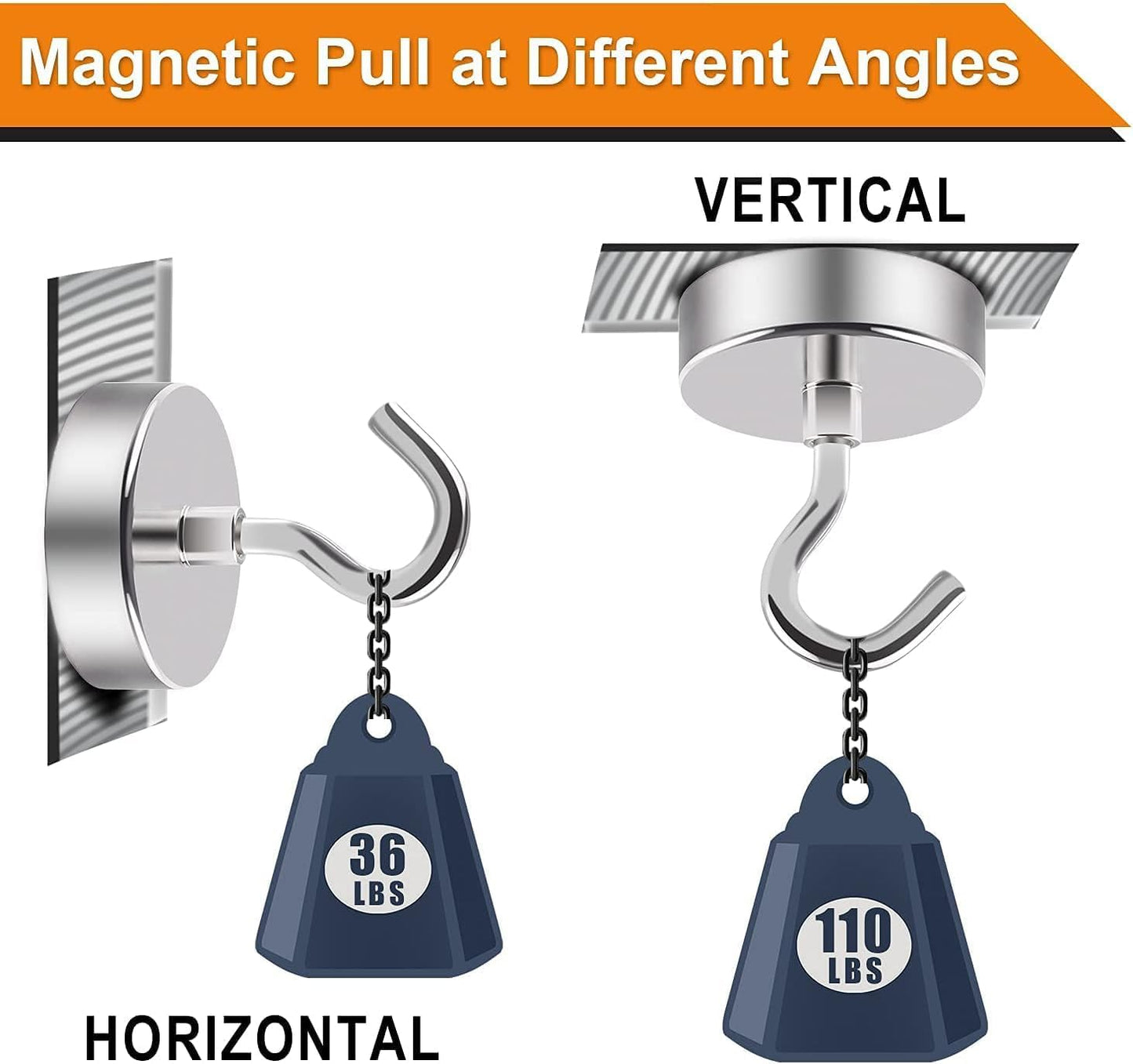 DIYMAG Outdoor Hooks for Hanging String Lights, Magnetic Hooks Strong 118lbs+ Hanging Party Light Wall Cable 2025 Cruise Cabin Ship Essentials Heavy Duty Strong Magnets for Outside Grill 16PCS