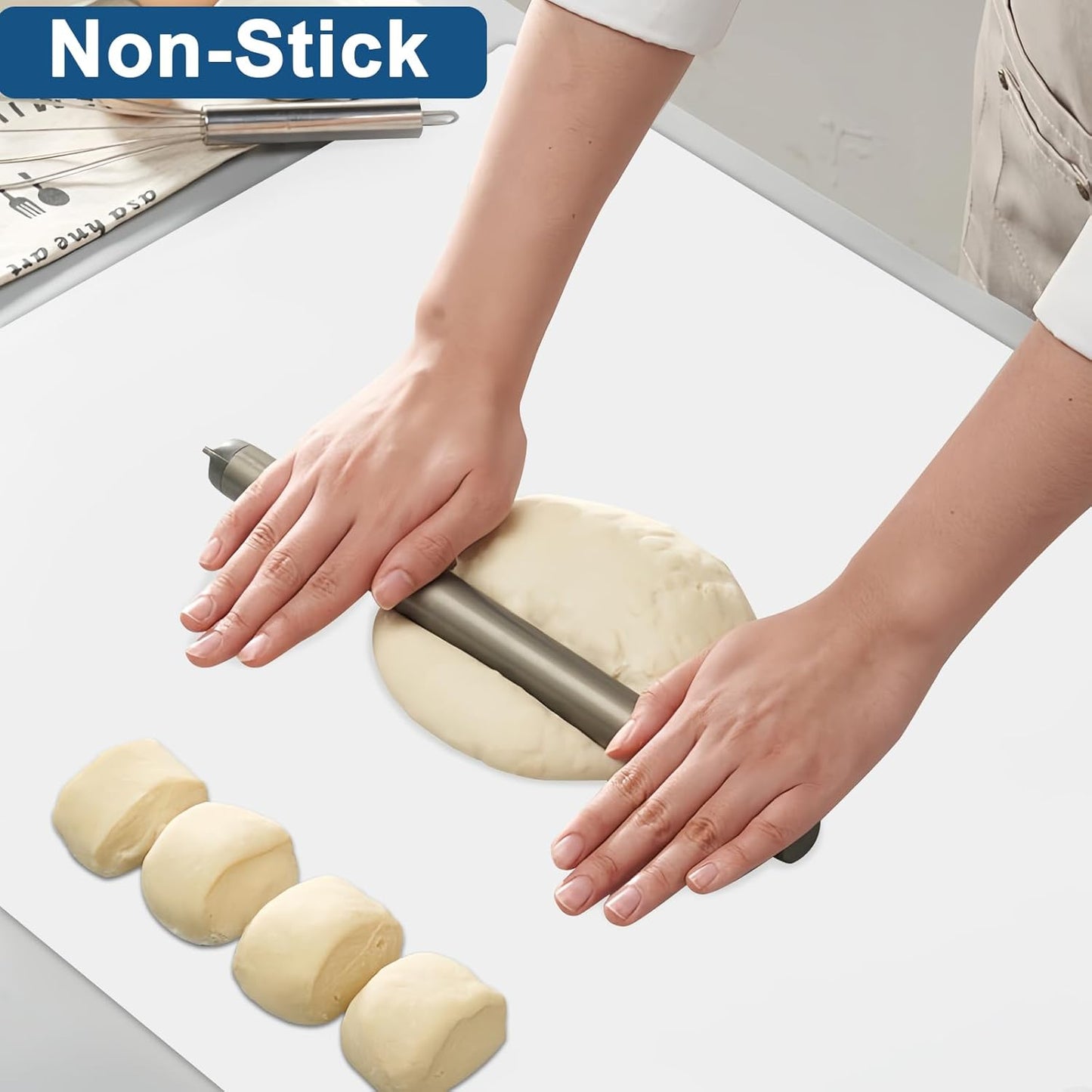 Large Silicone Mat, 48"x32"(120cmx80cm) Silicone Mats for Kitchen Counter, Non-Slip Heat Resistant Mat, Kitchen Counter Mat, Waterproof Countertop Protector for Craft, Light Gray