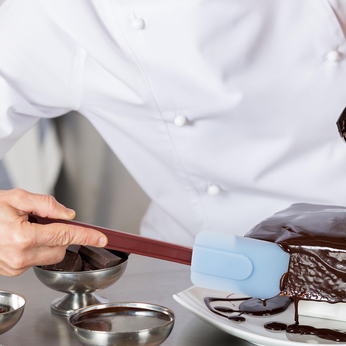 Commercial Spoonula Rubber Spatula Set, High Heat Spatula Spoon 9.5 Inches, Commercial Spatula for Cooking, Rubber Spatula Set Resistant to 500℉ (1 Scrapers+1 Spoonula 14"/M)