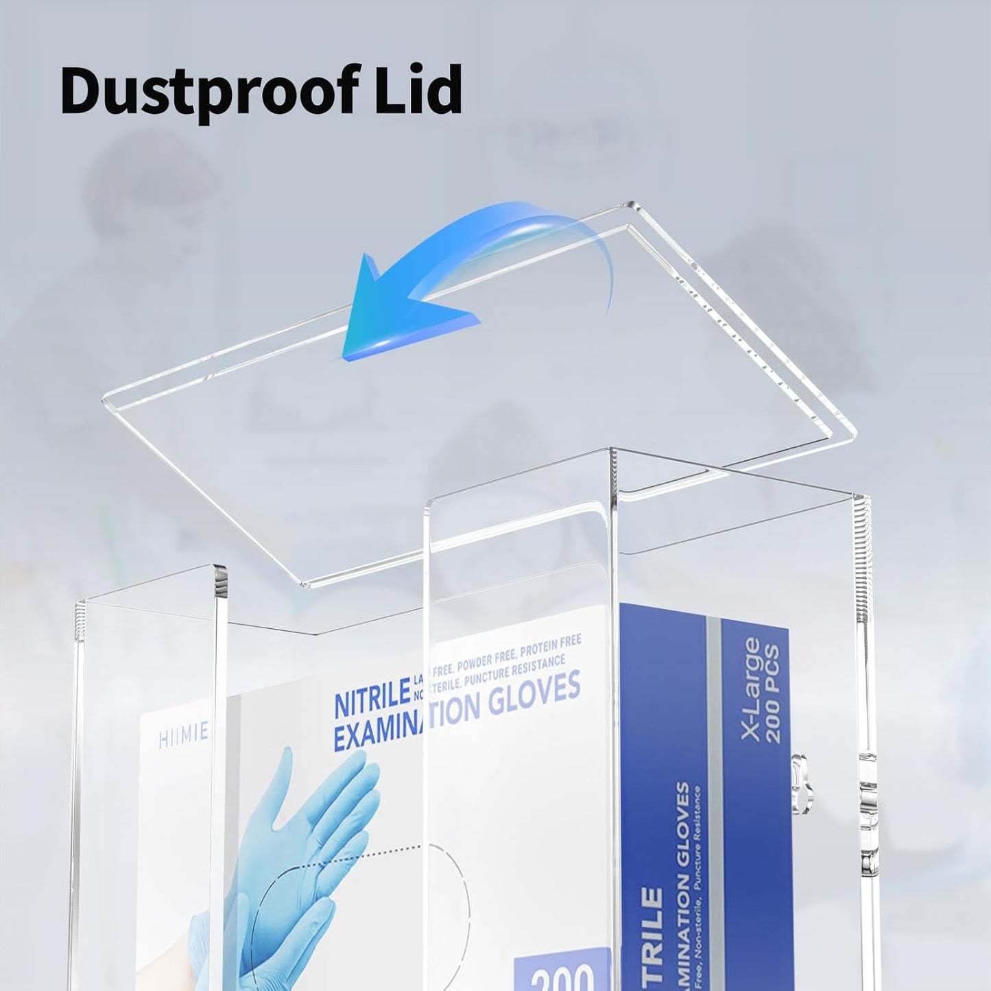 HIIMIEI Acrylic Glove Dispenser Wall Mount, Clear Plastic Glove Rack Floating Triple Gloves Box Holder 16.1'' X 10.2'' X 3.8'', Capacity Of 3 Glove Boxes