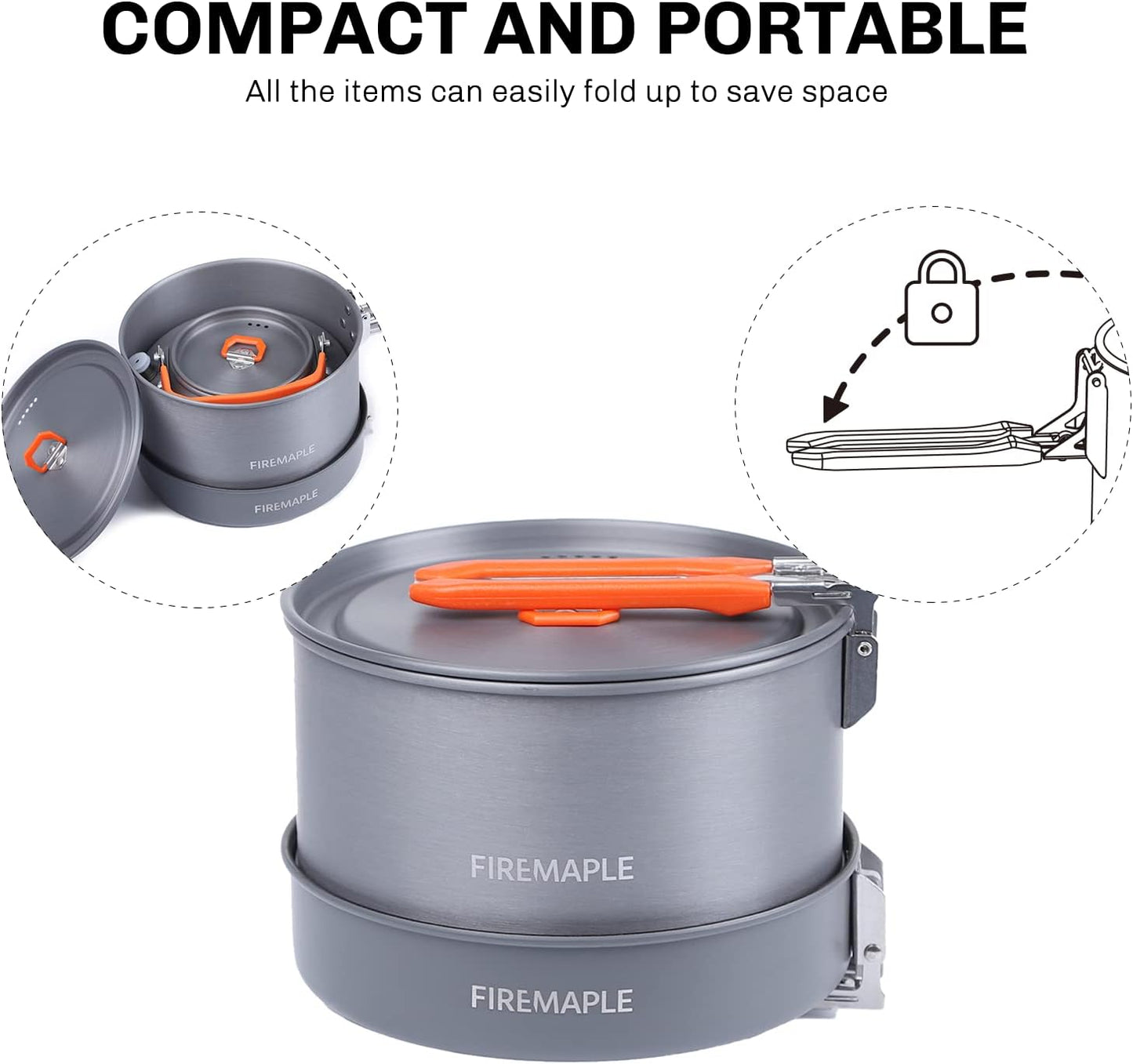 Fire-Maple Feast 4 Piece Camping Cookware Cookware Cookware Kit Outdoor Cookware Set with Pots, Kettle, Saucepans and Spatula for Hiking Fishing Picnic