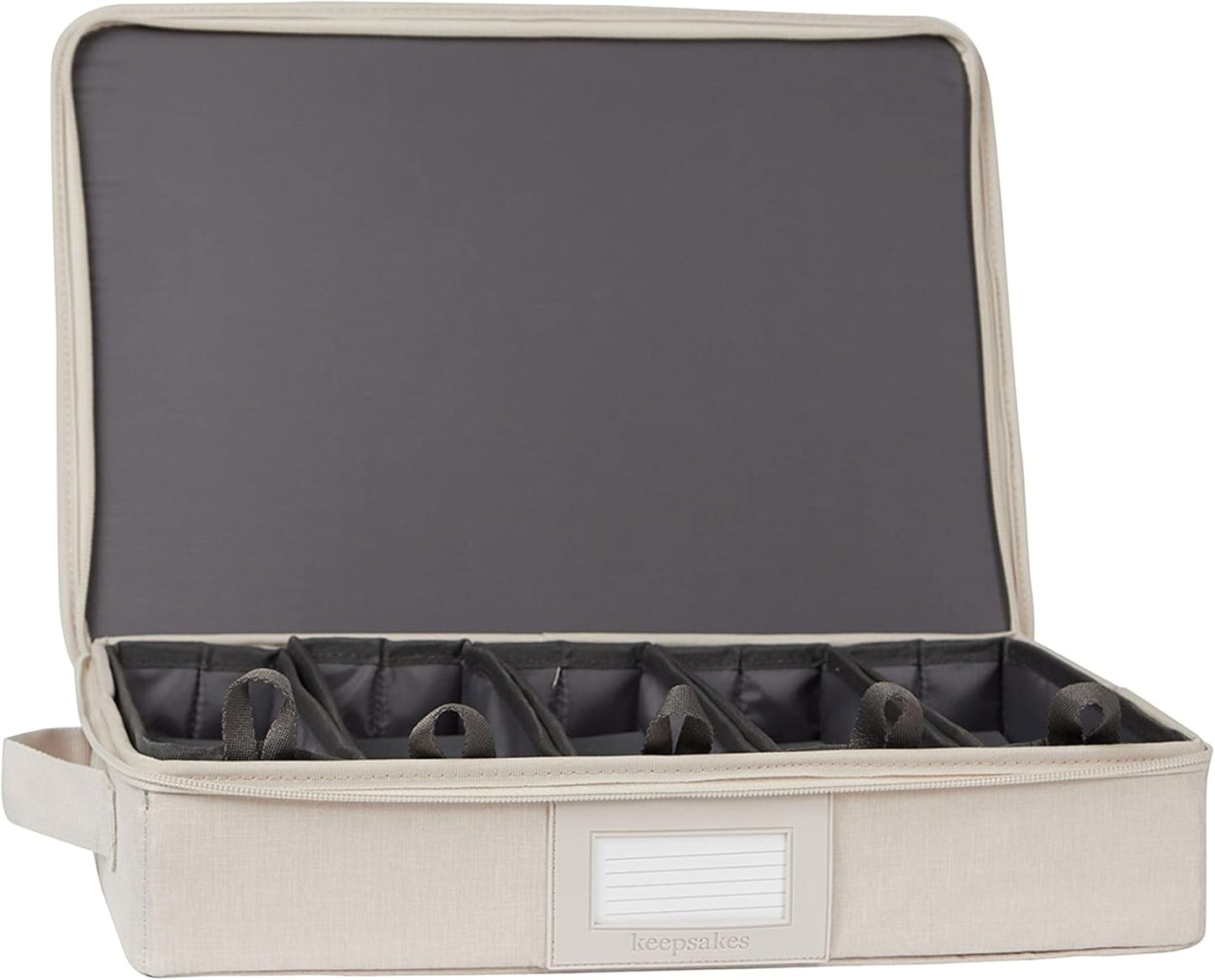 Covermates Keepsakes Flatware Storage Box - Stackable - Reinforced Handles - China Storage, Beige Heather