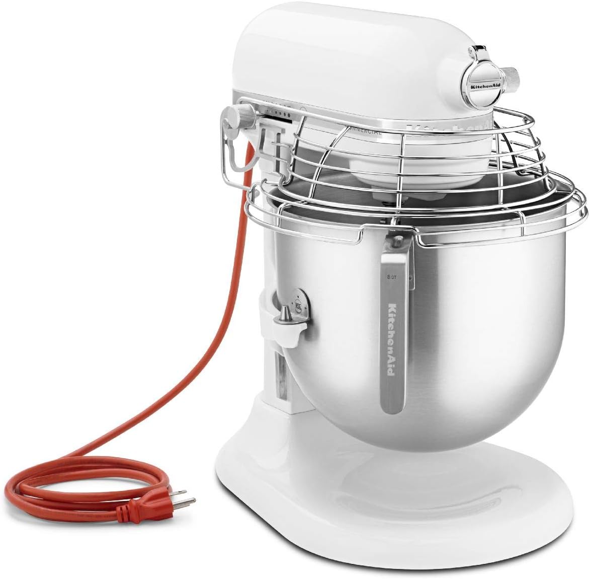 KitchenAid KSMC895WH 8-Quart Commercial Countertop Mixer with Bowl-Guard, 10-Speed, Gear-Driven, White
