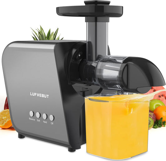 Electric Juicer Slow Smart Home Juicer Machines for Fruits Vegetable Ginger Beets Carrots Celery Cold Press Masticating Juicer Extractor Dishwasher Safe Quiet Motor Easy To Clean with Reverse Function