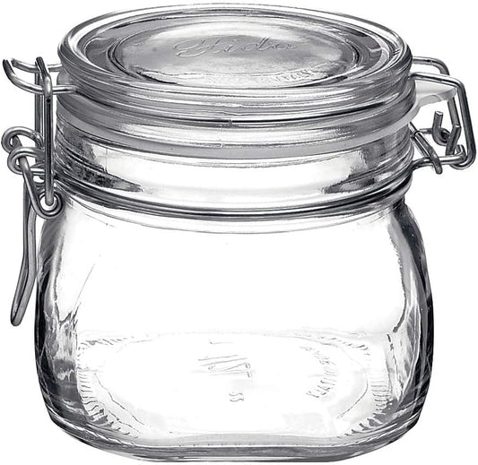 Bormioli Rocco Fido Glass Jars (17.5 Oz, 33.75 Oz & 25.25 Oz) - Airtight Storage Containers - Ideal for Pantry Storage, Gifting, Canning & Kitchen Organization, Made in Italy (Set of 3)