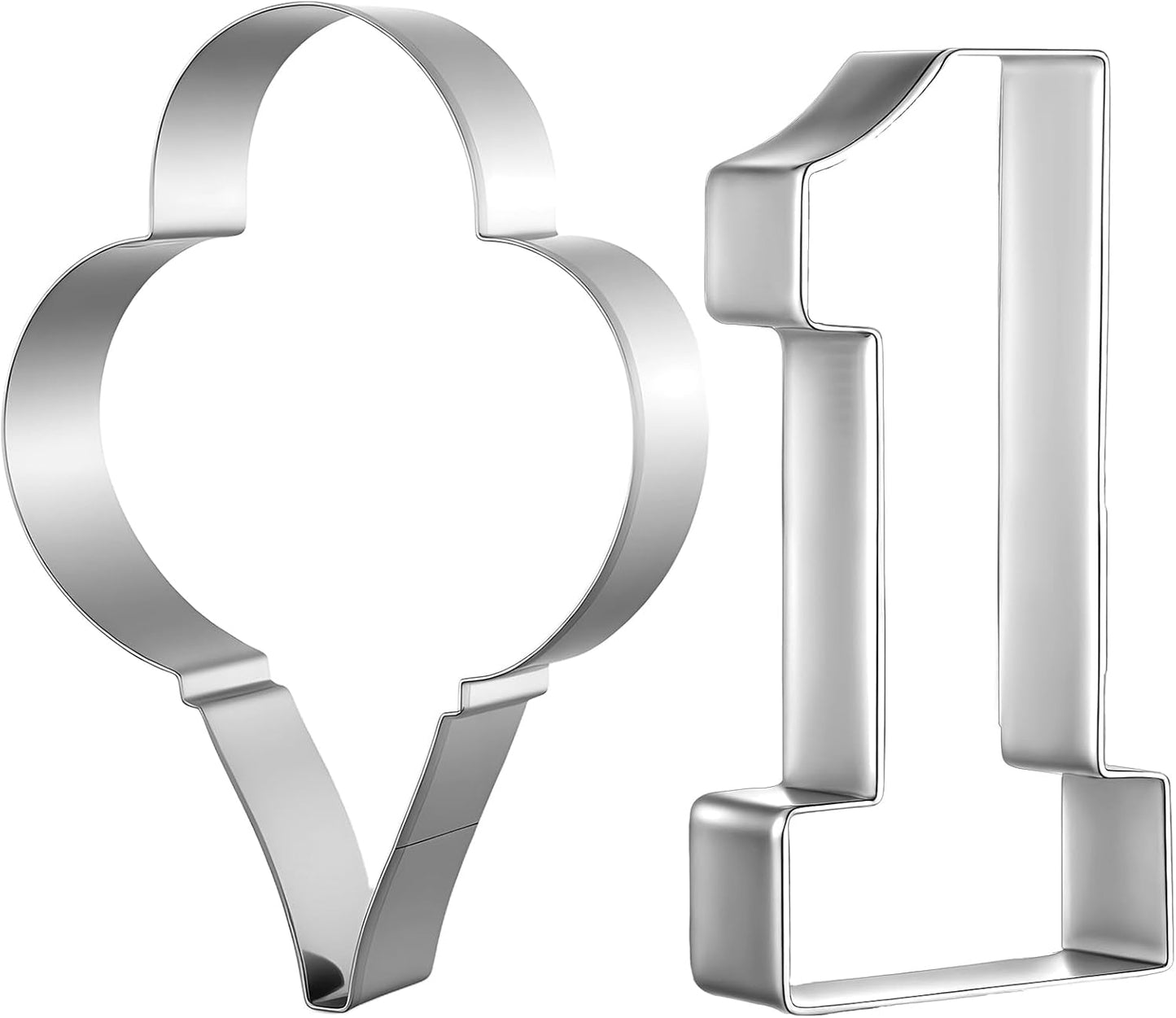 Honeydak 2 Pcs 5 Inch Balloon Cookie Cutter Number 1 Cookie Cutter Metal Birthday Cake Mold Fondant Cake Mold for School Party 1 Birthday One-year Anniversary Supplies