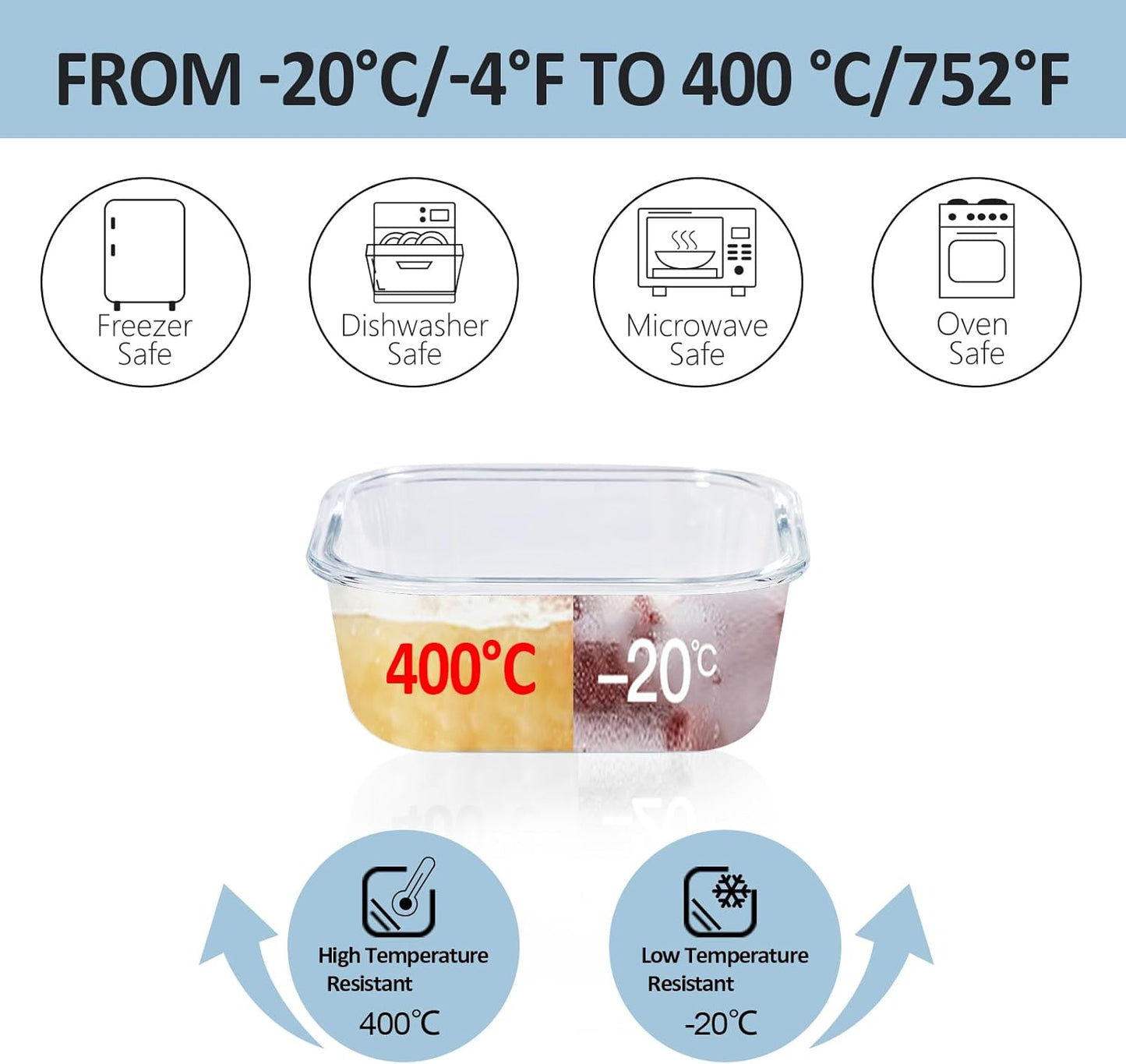 Glass Food Storage Containers with Lids Upgraded Airtight, 4 Pack Glass Storage Containers with Lids, Not Easy Broken & Leak Proof, Glass Containers with Lids for Oven/Dishwasher Safe, Grey