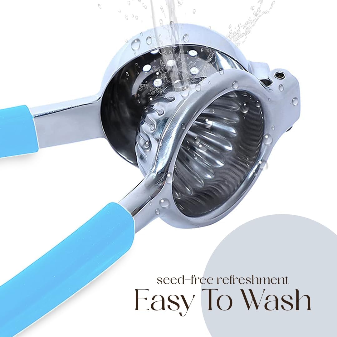 Bellemain Citrus Juicer | Metal Lemon Squeezer | Lime and Lemon Juicer Stainless Steel with Silicone Handles | Manual Juicer, Citrus Squeezer, Hand Held Juicer | Bar Juicer for Bartender (Light Blue)