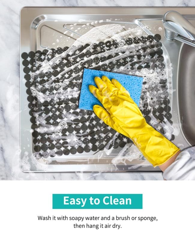 Bligli 2-Pack Kitchen Sink Mat: PVC Adjustable Sink Protector | Sink liner Pad | Dish Drying Mats, Easy to Clean & DIY Cut | 15.7 x 11.8 inch (Grey)