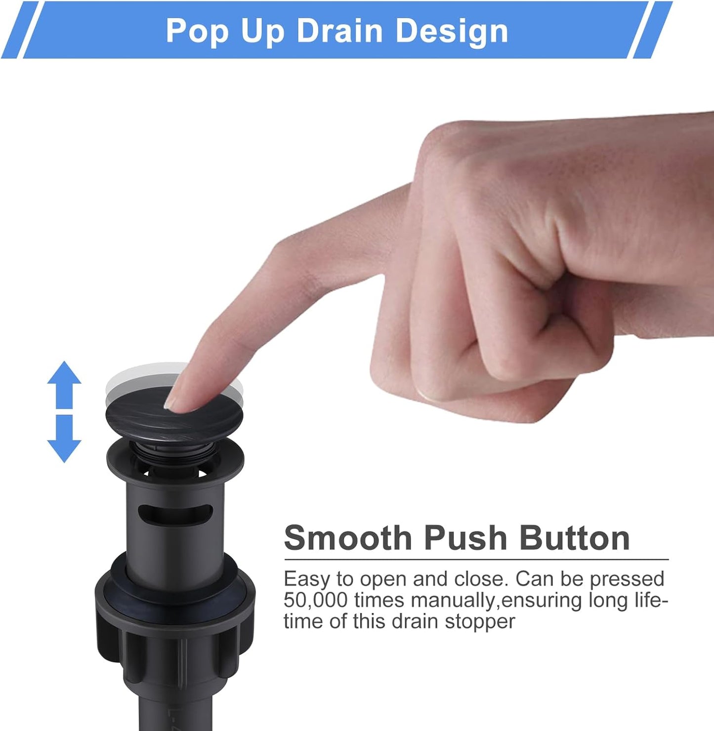 Pop Up Drain for Bathroom Sink, ARCORA Oil Rubbed Bronze Vessel Sink Drain with Overflow, Pop Up Bathroom Sink Stopper