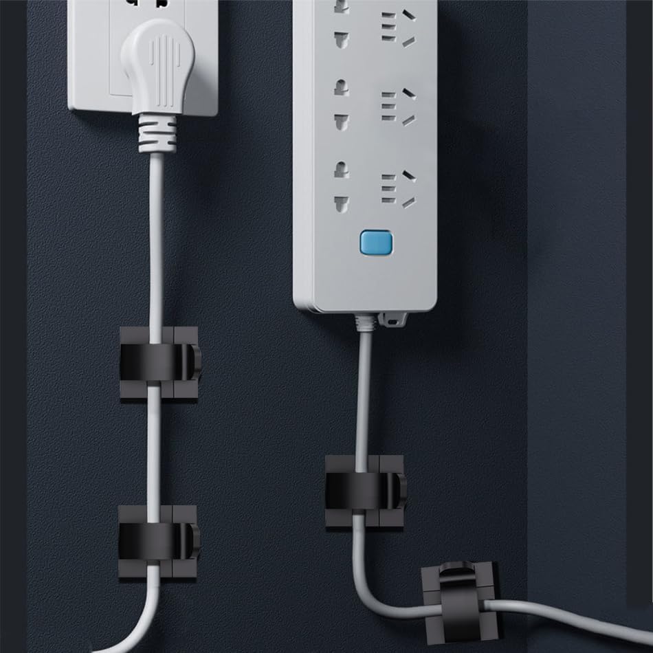 100 PCS Adhesive Cable Clips Cord Organizer (Small, Medium,Large),Wire Holder for Cable Management, Outdoor Light Clips Light Hooks for LED String,Car Dash Cam, Extension Cord (Black)