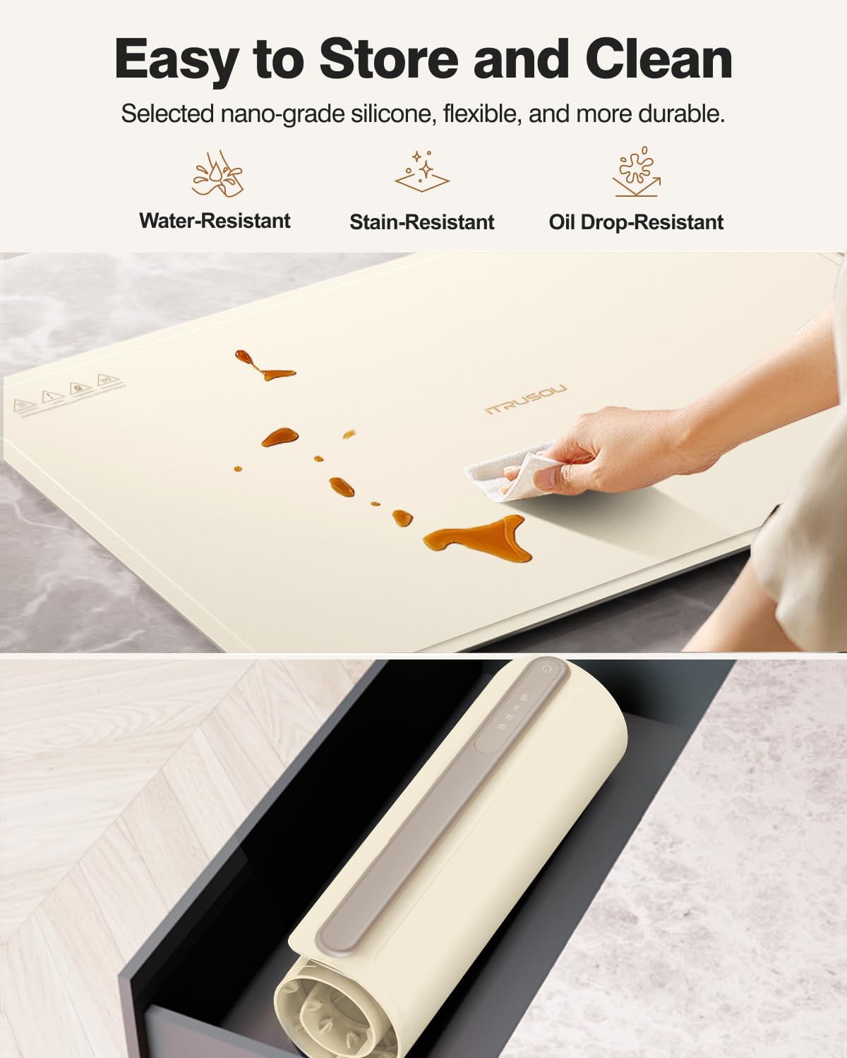 Electric Warming Tray - Full Surface Heating,Rollable & Portable,Premium Silicone Nano-Material,3 Temperature Settings,Auto Shut-Off -Versatile Food Warmer for Gatherings,Parties,Everyday Use